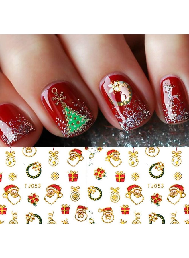 Pretty Diva Christmas Nail Stickers 10 Packs 3D Metal Gold Xmas Design SelfAdhesive Nail Decals Bronzing Snowflakes Snowmen Santa Xmas Tree Nail Art Stickers Tips DIY Decoration for Women Kids - Image 3
