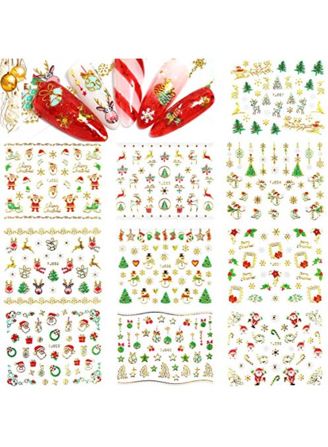 Pretty Diva Christmas Nail Stickers 10 Packs 3D Metal Gold Xmas Design SelfAdhesive Nail Decals Bronzing Snowflakes Snowmen Santa Xmas Tree Nail Art Stickers Tips DIY Decoration for Women Kids - Image 4