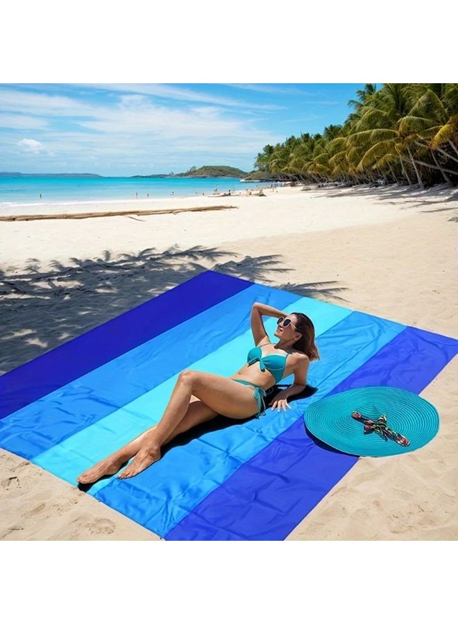 Large Blue Sandproof Beach Mat Quick Dry Lightweight Non Slip Outdoor Blanket - Image 2