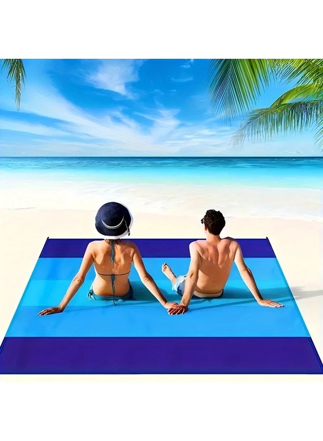 Large Blue Sandproof Beach Mat Quick Dry Lightweight Non Slip Outdoor Blanket - Image 3