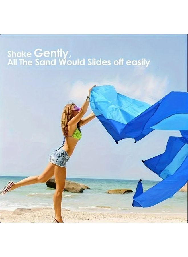Large Blue Sandproof Beach Mat Quick Dry Lightweight Non Slip Outdoor Blanket - Image 5
