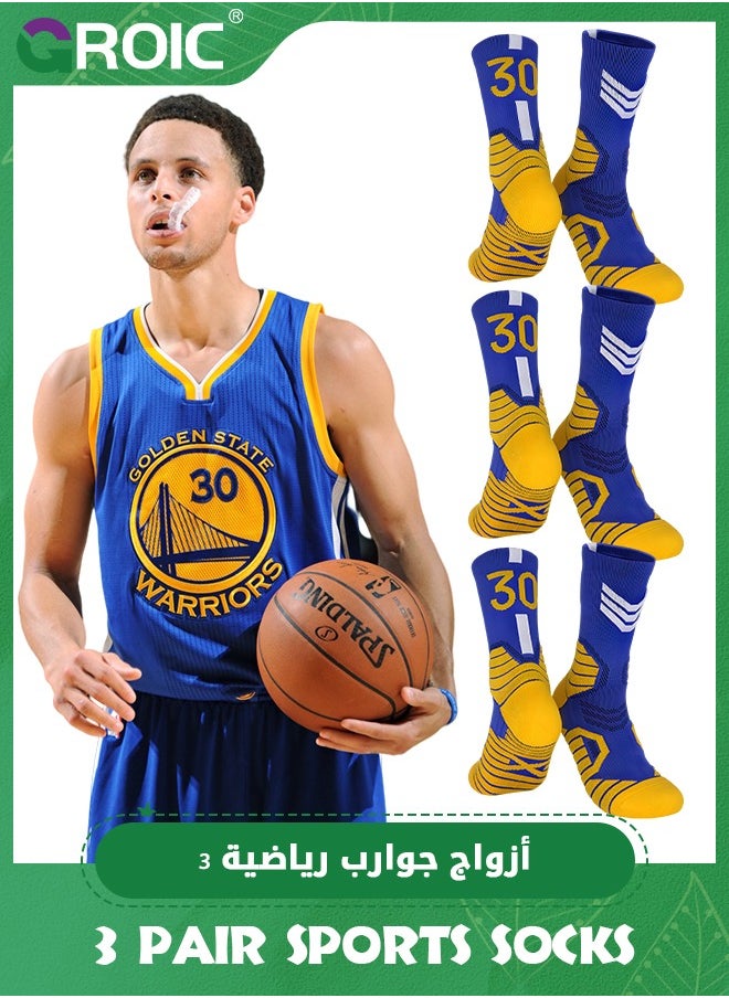 GROIC - 3 Pair Elite Basketball Socks, Athletic Socks with 3D Ankle Protection, Football Socks & Running Socks, Compression Cushion Sport Socks Unisex - Image 1