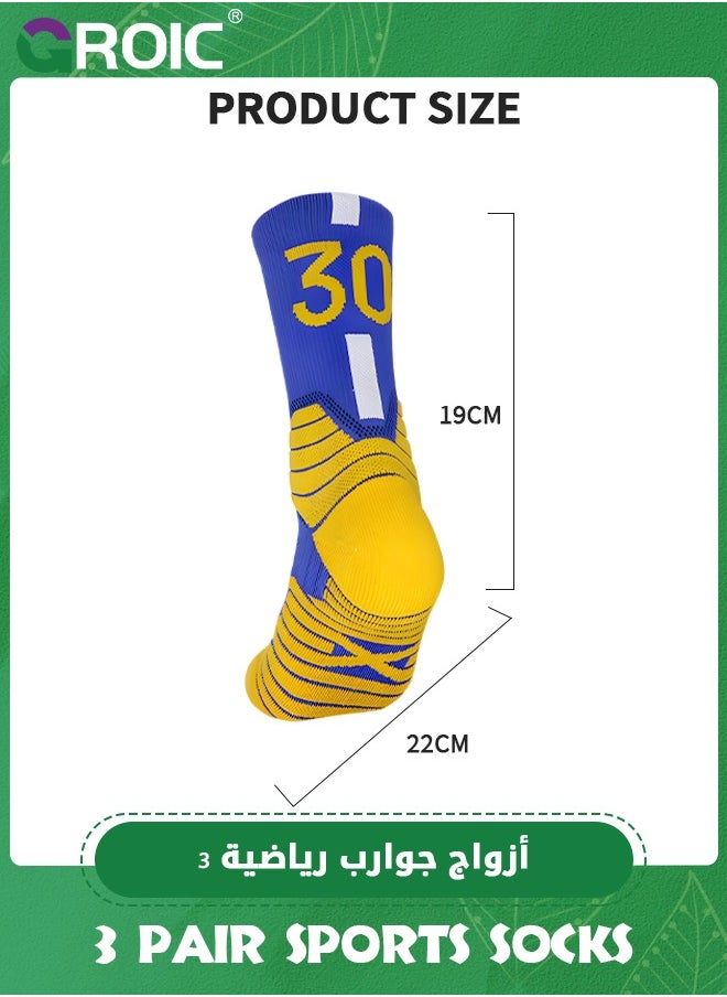 GROIC - 3 Pair Elite Basketball Socks, Athletic Socks with 3D Ankle Protection, Football Socks & Running Socks, Compression Cushion Sport Socks Unisex - Image 1