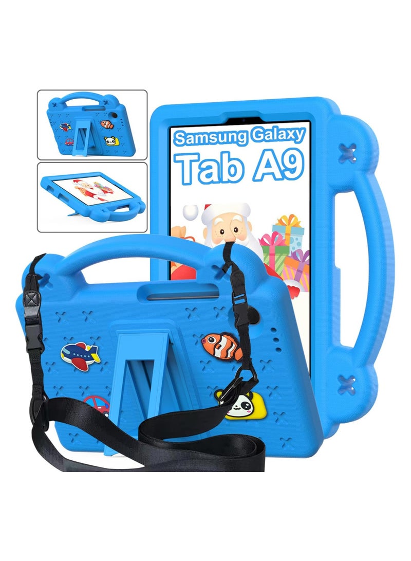 عام متوافق مع سامسونج جالاكسي تاب ايه 9 (2023) ، حافظة واقية ضد الصدمات مع حامل مقبض بحزام كتف ، خفيف الوزن مناسب للأطفال من ايفا ، مقاوم للسقوط - Image 1