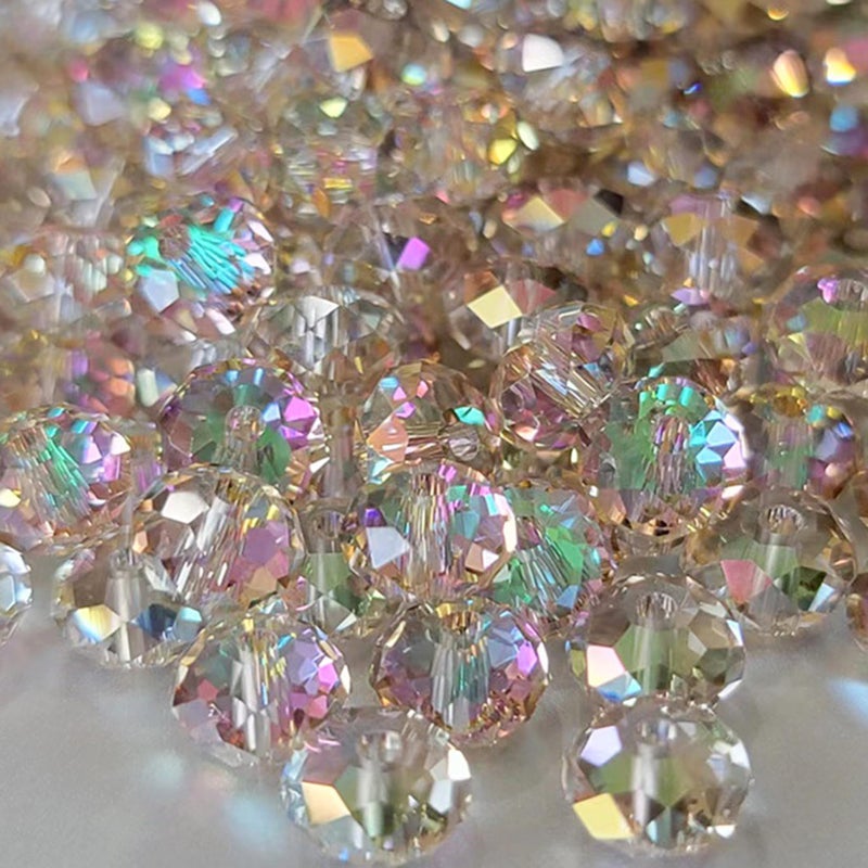 Laopottbeads 220Pcs 10mm Crystal Glass Beads for Jewelry Making Beads for Bracelets Necklace Pendants Making Supplies(Silver Champagner) - Image 1