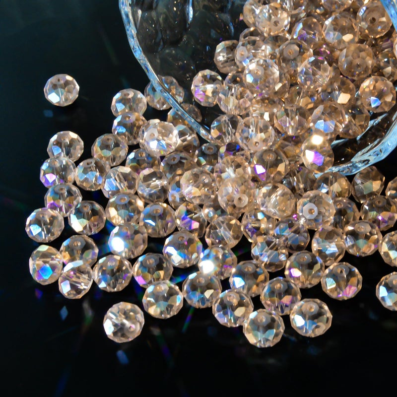 Laopottbeads 220Pcs 10mm Crystal Glass Beads for Jewelry Making Beads for Bracelets Necklace Pendants Making Supplies(Silver Champagner) - Image 2