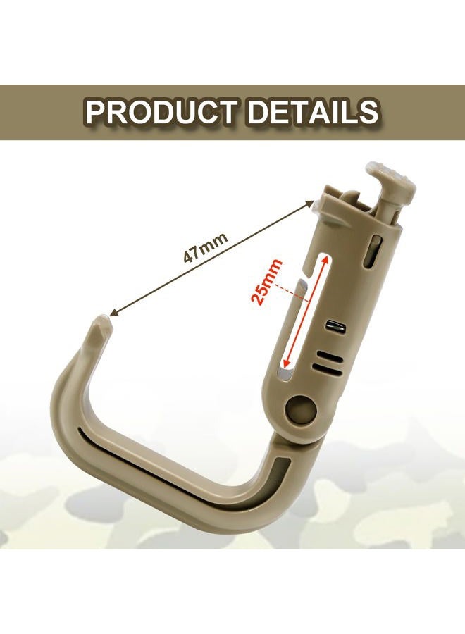 ManTangSun 6 Pack Plastic D-Rings Tactical Carabiner Keychain Clip Snap Locking Hook for Molle System Backpack Tactical Gear Pouch Bag Vest Webbing Strap Hanging Attachment(LightKhaki) - Image 3