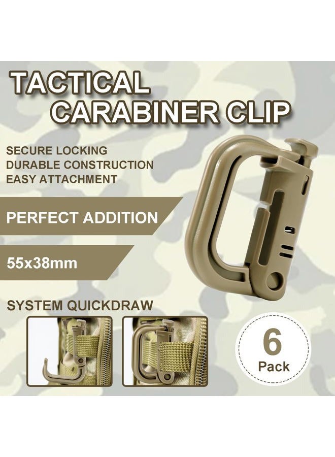 ManTangSun 6 Pack Plastic D-Rings Tactical Carabiner Keychain Clip Snap Locking Hook for Molle System Backpack Tactical Gear Pouch Bag Vest Webbing Strap Hanging Attachment(LightKhaki) - Image 5