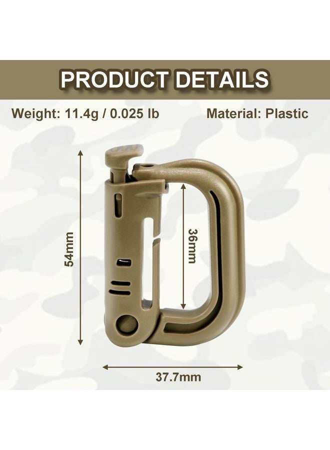 ManTangSun 6 Pack Plastic D-Rings Tactical Carabiner Keychain Clip Snap Locking Hook for Molle System Backpack Tactical Gear Pouch Bag Vest Webbing Strap Hanging Attachment(LightKhaki) - Image 2