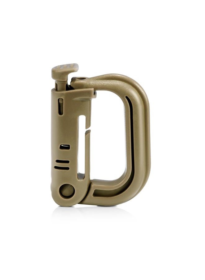 ManTangSun 6 Pack Plastic D-Rings Tactical Carabiner Keychain Clip Snap Locking Hook for Molle System Backpack Tactical Gear Pouch Bag Vest Webbing Strap Hanging Attachment(LightKhaki) - Image 1