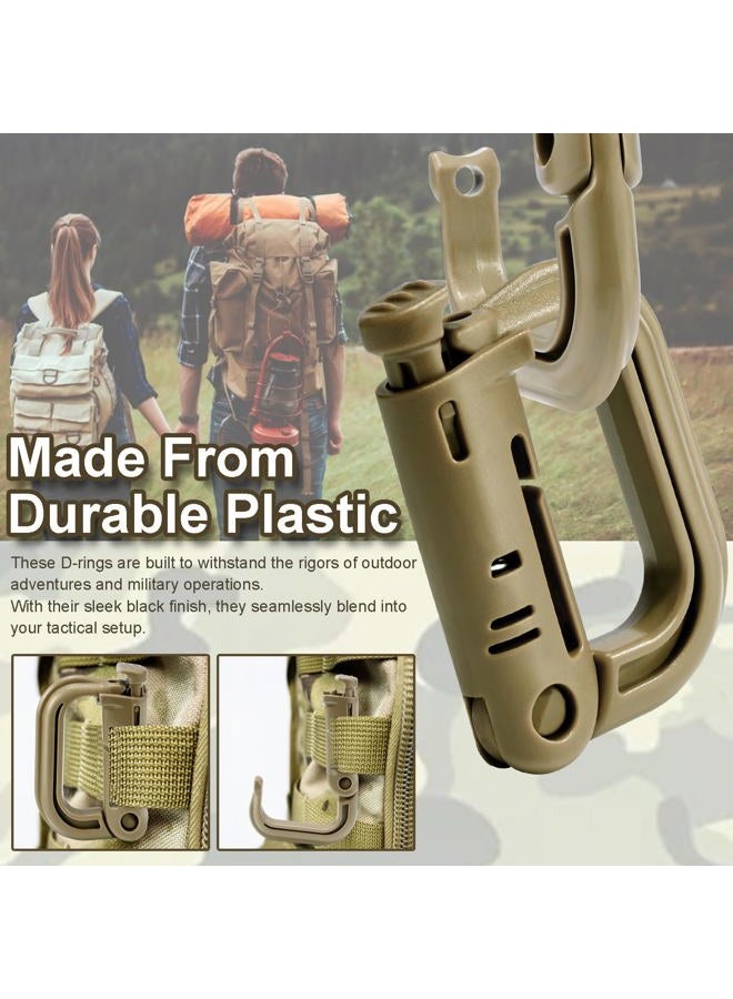 ManTangSun 6 Pack Plastic D-Rings Tactical Carabiner Keychain Clip Snap Locking Hook for Molle System Backpack Tactical Gear Pouch Bag Vest Webbing Strap Hanging Attachment(LightKhaki) - Image 4