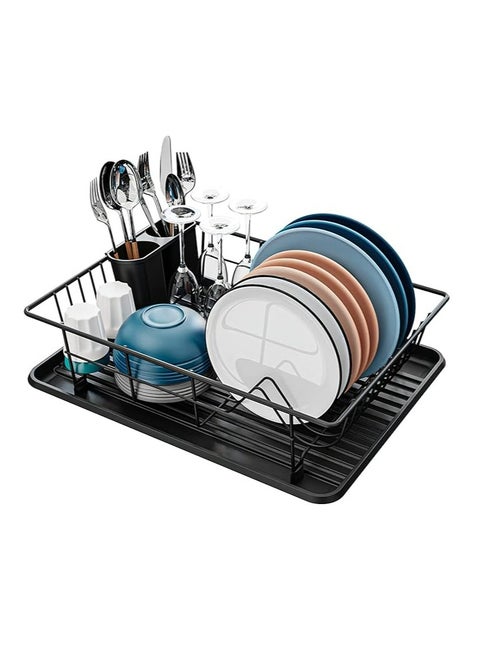 Dish Rack Dish Drying Stand Dish Drainer Plate Rack Dish rake Kitchen Organizer Dish Drying Rack Countertop Large Antibacterial Kitchen Utensils Dish racks Dish Stand (Black)