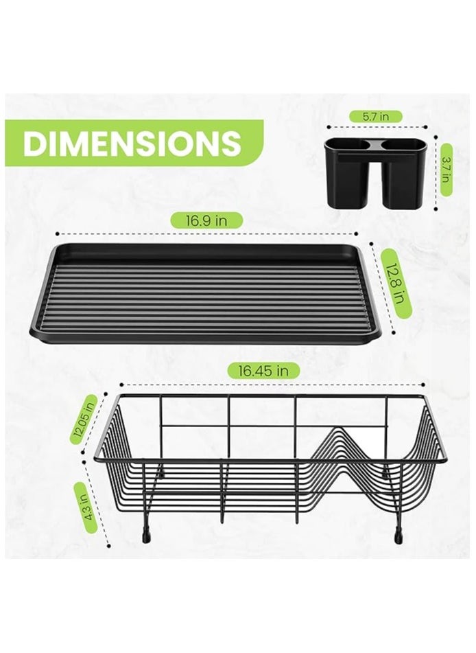 ZIMNEST - Dish Rack Dish Drying Stand Dish Drainer Plate Rack Dish rake Kitchen Organizer Dish Drying Rack Countertop Large Antibacterial Kitchen Utensils Dish racks Dish Stand (Black) - Image 1