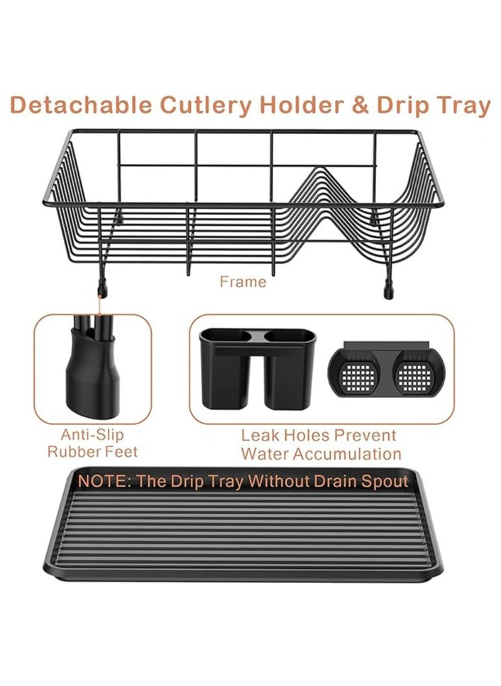 ZIMNEST - Dish Rack Dish Drying Stand Dish Drainer Plate Rack Dish rake Kitchen Organizer Dish Drying Rack Countertop Large Antibacterial Kitchen Utensils Dish racks Dish Stand (Black) - Image 1