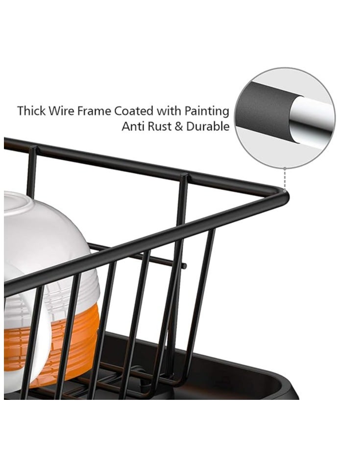 ZIMNEST - Dish Rack Dish Drying Stand Dish Drainer Plate Rack Dish rake Kitchen Organizer Dish Drying Rack Countertop Large Antibacterial Kitchen Utensils Dish racks Dish Stand (Black) - Image 1