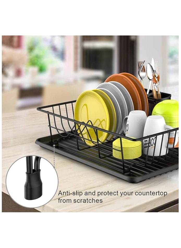ZIMNEST - Dish Rack Dish Drying Stand Dish Drainer Plate Rack Dish rake Kitchen Organizer Dish Drying Rack Countertop Large Antibacterial Kitchen Utensils Dish racks Dish Stand (Black) - Image 1