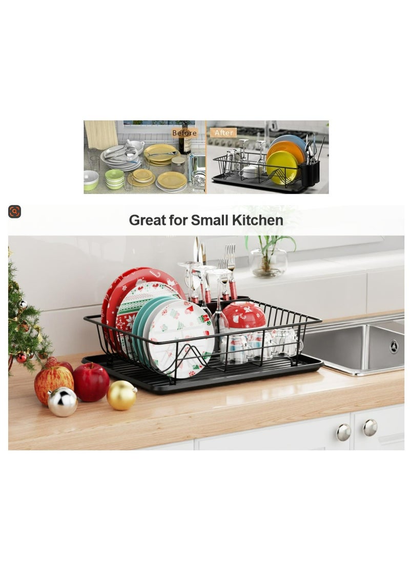 ZIMNEST - Dish Rack Dish Drying Stand Dish Drainer Plate Rack Dish rake Kitchen Organizer Dish Drying Rack Countertop Large Antibacterial Kitchen Utensils Dish racks Dish Stand (Black) - Image 1