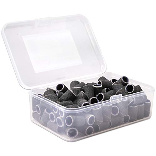 PANA 100 Pieces Nail Sanding Bands Professional Nail Manicure Great Fit for Nail Drill Bits for Acrylic Nails (240 Grit, Black) - Image 1