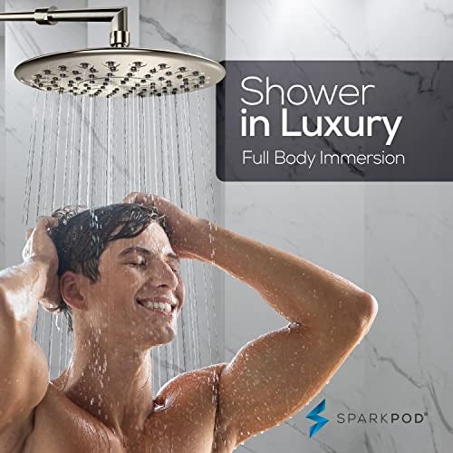 SparkPod 9.5 Inch Large Rain Shower Head - Luxury Rainfall Shower Head - High Pressure Showerhead, Full Body Coverage with Anti-Clog Silicone Nozzles -No Hassle, Easy Install (1/2 NPT, Brushed Nickel) - Image 5