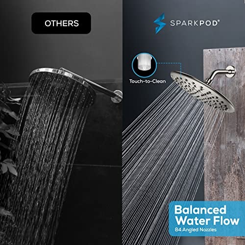 SparkPod 9.5 Inch Large Rain Shower Head - Luxury Rainfall Shower Head - High Pressure Showerhead, Full Body Coverage with Anti-Clog Silicone Nozzles -No Hassle, Easy Install (1/2 NPT, Brushed Nickel) - Image 2