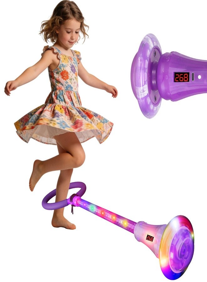 Mfcir Rechargeable Skip Ball for Kids,Ankle Flashing Jump Toy Purple with LED Lights and Digital Counter, Girls Women Birthday, for Age 5 6 7 8 9 10 11 12,Indoor Outdoor Outside Sports Games - Image 1