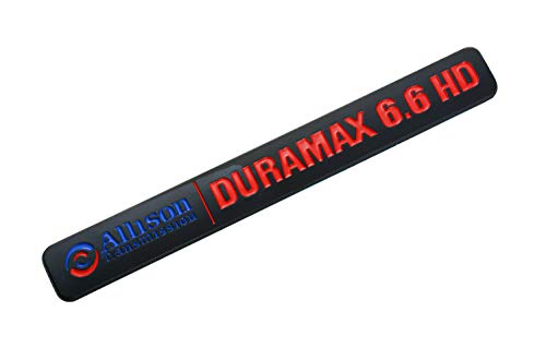 Aimoll Allison Transmission Duramax 6.6 HD Hood Emblem Pair Set for GM Silverado 2500HD (Black/Red) - Image 3