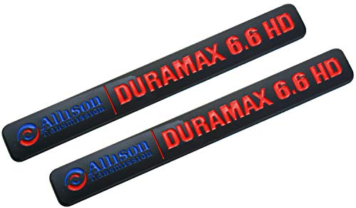 Aimoll Allison Transmission Duramax 6.6 HD Hood Emblem Pair Set for GM Silverado 2500HD (Black/Red) - Image 5