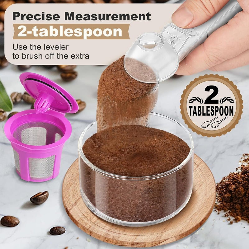 Lov Sprout Coffee Scoop & Funnel for Reusable K Cup Refillable Coffee Pods, Coffee Measuring Spoon 2 Tablespoon Capacity, Scoop with Funnel for Ground Coffee, Protein Powder, Tea (Clear, 2 Pack) - Image 2