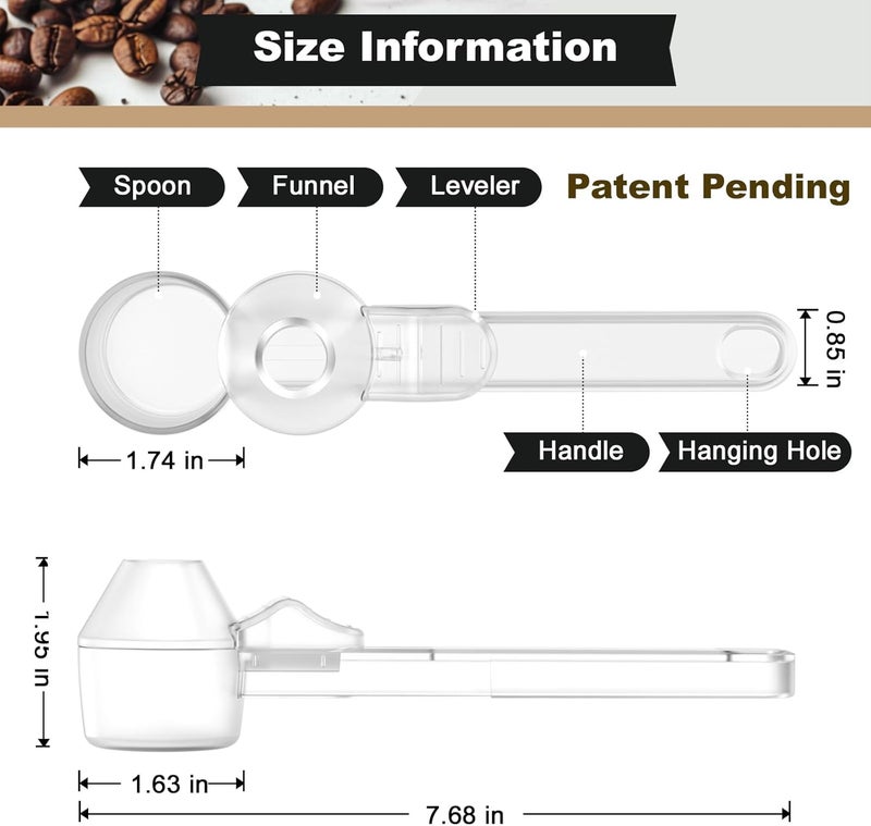 Lov Sprout Coffee Scoop & Funnel for Reusable K Cup Refillable Coffee Pods, Coffee Measuring Spoon 2 Tablespoon Capacity, Scoop with Funnel for Ground Coffee, Protein Powder, Tea (Clear, 2 Pack) - Image 5