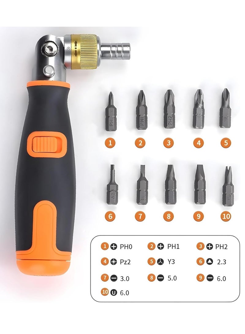 Excefore Ratcheting Screwdriver, 10 in 1 Multi-angle Ratchet Screwdriver Professional Tools, 180° Multi-angle Rotation Screwdriver, Screwdriver Set A Great Screwdriver Solves Most Repair/Disassembly Problems  - Image 2
