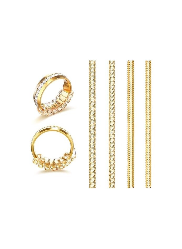 Ring Sizer for Loose Rings, 4 Sizes Invisible Silicone Ring Protectors for Women and Men, Soft and Comfortable, Easy to Use, Gold - Image 1