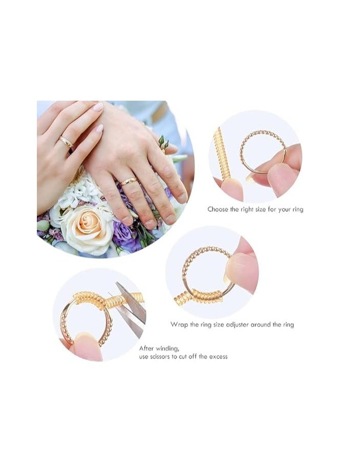 Ring Sizer for Loose Rings, 4 Sizes Invisible Silicone Ring Protectors for Women and Men, Soft and Comfortable, Easy to Use, Gold - Image 2