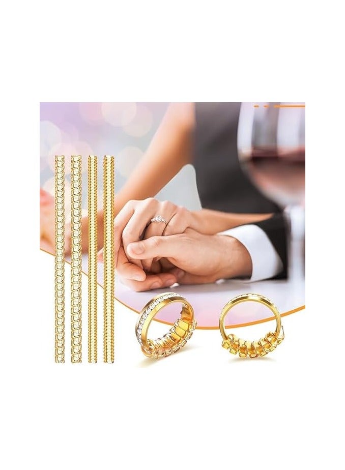 Ring Sizer for Loose Rings, 4 Sizes Invisible Silicone Ring Protectors for Women and Men, Soft and Comfortable, Easy to Use, Gold - Image 4