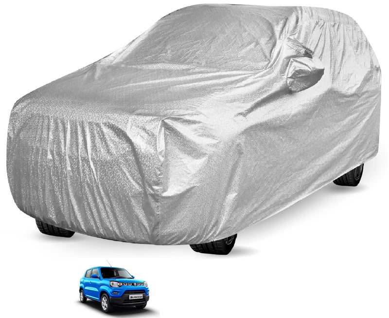 Auto Hub Waterproof Car Cover Compatible with Maruti S-Presso with Mirror Pocket, Soft Cotton Lining, Waterproof S-Presso Car Cover- Metallic Silver - Image 1