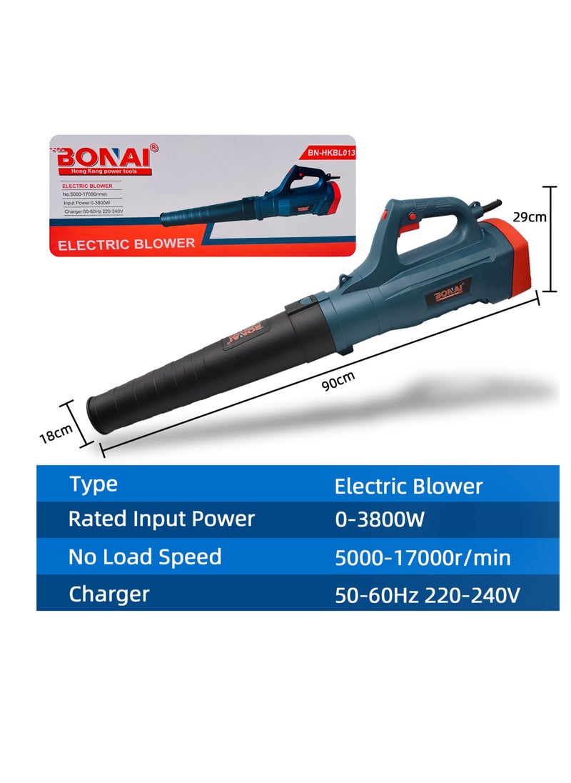 BONAI - 3800W Electric Leaf Blower: Unleash 6-Speed Power for Effortless Lawn, Driveway, and Patio Cleaning - Your Villa's Best Friend at 90CM Length - Image 1