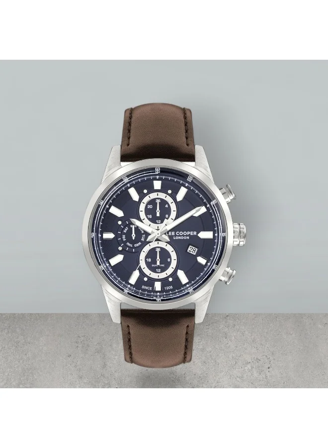Lee Cooper Lee Cooper Men's VX9NE1 Movement Watch, Multi Function Display and Leather Strap - LC07855.394, Brown