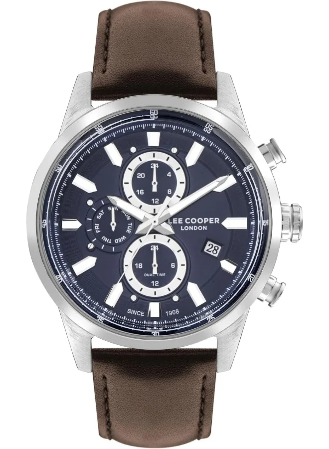 Lee Cooper Lee Cooper Men's VX9NE1 Movement Watch, Multi Function Display and Leather Strap - LC07855.394, Brown