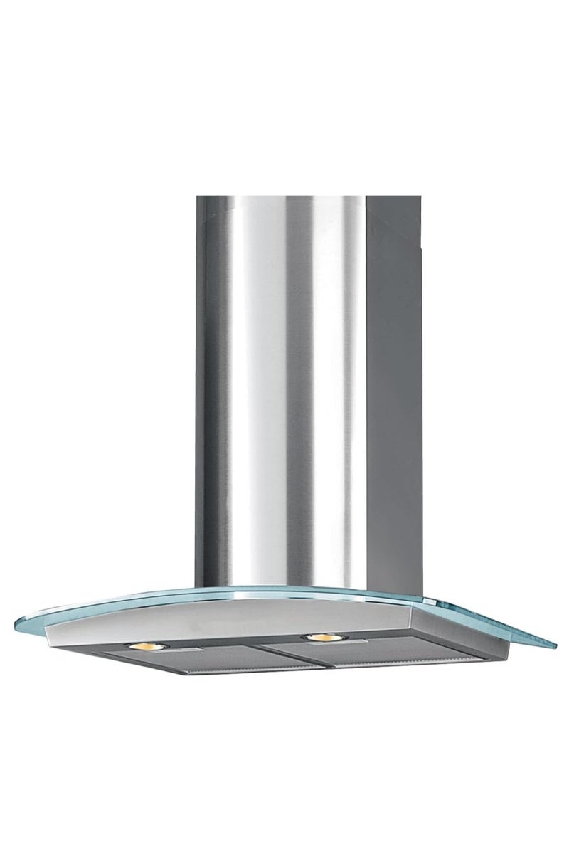 إل با - شفاط مطبخ زجاجي منحني مثبت على الحائط 60 سم - تدفق هواء 800 م³/ساعة - 3+1 سرعات - وظيفة تعزيز + مؤقت - مصابيح هالوجين - تحكم إلكتروني - فلاتر ألومنيوم + كربون - فولاذ مقاوم للصدأ - تقنية إيطالية