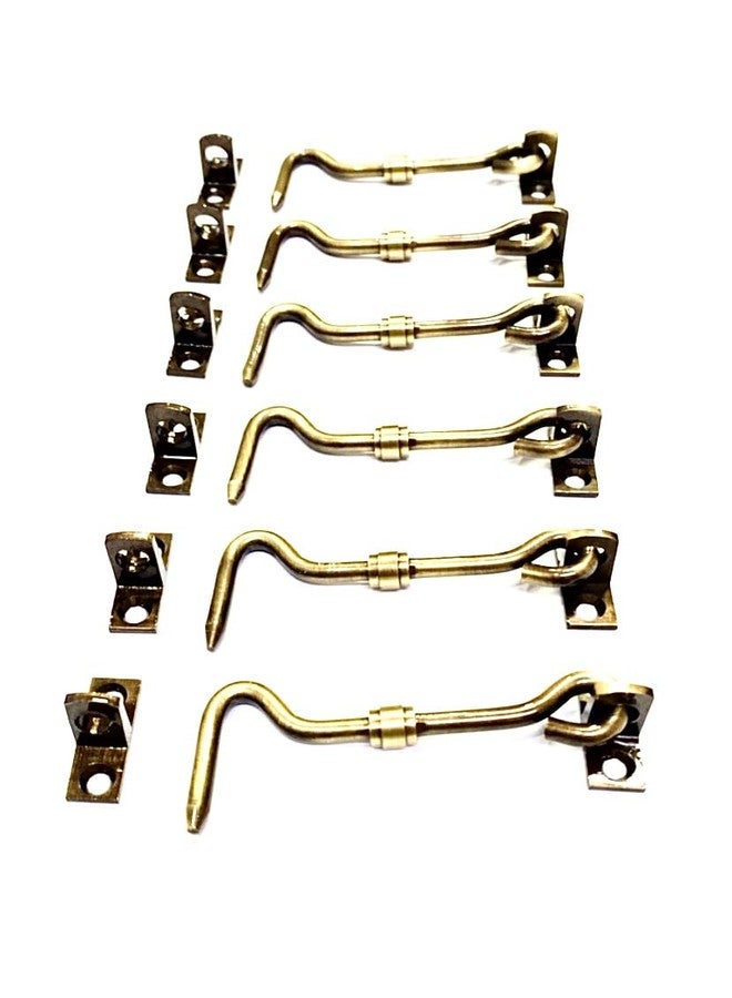 BRASK" Brass Gatehook/Window Hook/Window Stopper/Window Latch (Pack of 6, 3 inches Antique Brass) - Image 2