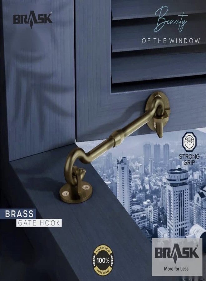 BRASK" Brass Gatehook/Window Hook/Window Stopper/Window Latch (Pack of 6, 3 inches Antique Brass) - Image 5