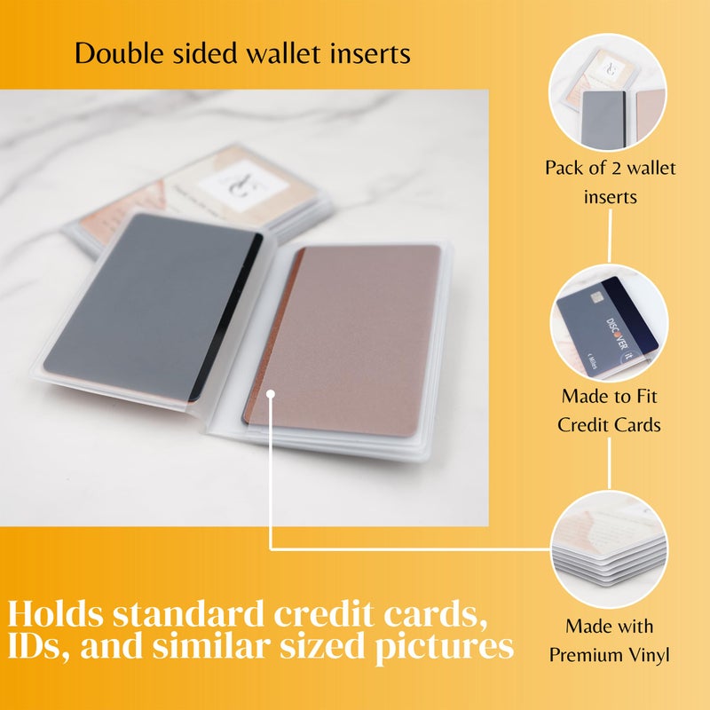 AG DAILY ESSENTIALS Pack of 2 Plastic Wallet Inserts, Double Sided, Clear Vinyl Picture and Card Holder, Made to Hold Credit Cards on Both Sides (Trifold) - Image 4