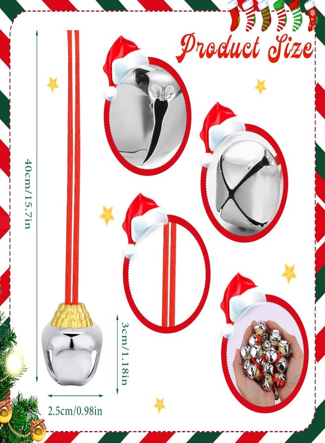 Gejoy 64 Pieces Christmas Bell Necklaces Large Bell Necklaces for Craft Holiday Party Supplies (Silver Bell) - Image 3