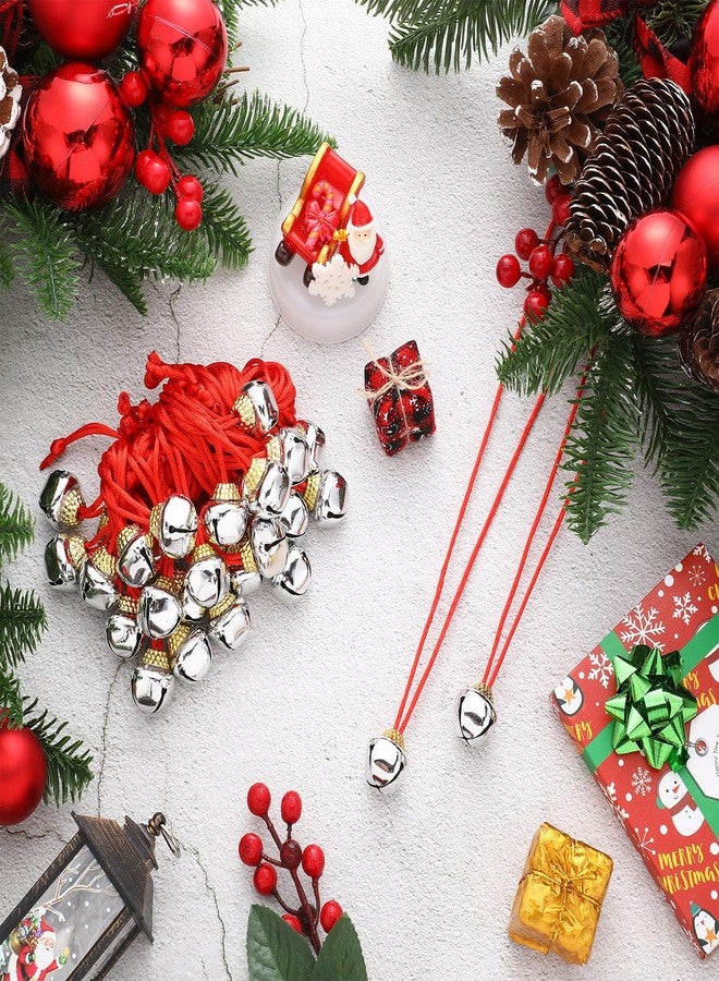 Gejoy 64 Pieces Christmas Bell Necklaces Large Bell Necklaces for Craft Holiday Party Supplies (Silver Bell) - Image 2