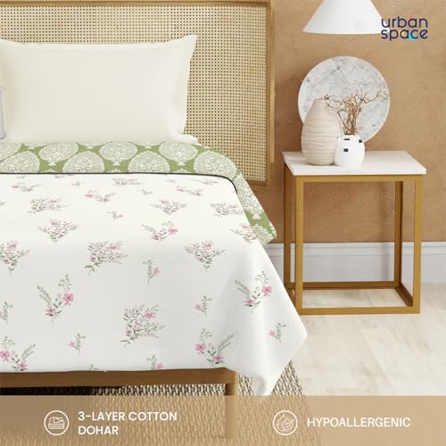 Urban Space 100% Cotton Malmal Single Bed Dohar - All Season Reversible Blanket, Soft, Lightweight & Breathable for Bed or Sofa - AC Dohar/Quilt/Blanket (58 x 95 inch, Amsterdam Valley Blue, 200 - Image 4