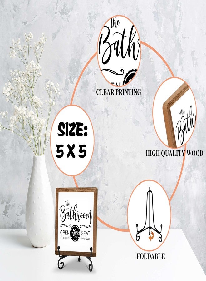Zmyollo Funny Bathroom Signs Decor, Toilet Wooden Sign With Stand, The Bathroom Open 24 Hours Please Seat Yourself Sign, Farmhouse Bathroom Quote Sign For Toilet Restroom Washroom Home Decor Gifts, B13 - Image 2