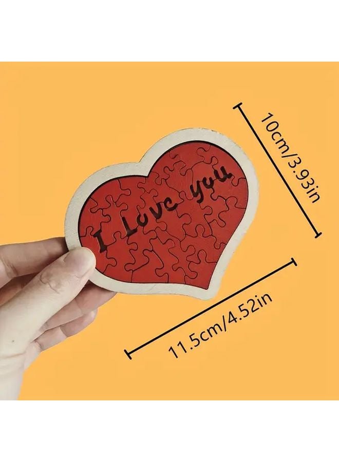 Wooden Heart Puzzle I Love You Wall Decor Wedding Anniversary Gift Personalized Name Date - Image 5