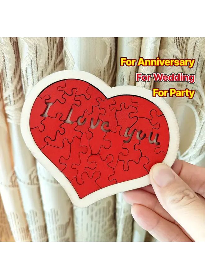Wooden Heart Puzzle I Love You Wall Decor Wedding Anniversary Gift Personalized Name Date - Image 2