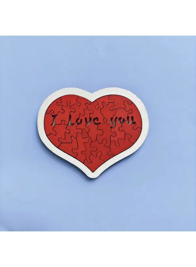 Wooden Heart Puzzle I Love You Wall Decor Wedding Anniversary Gift Personalized Name Date - Image 1