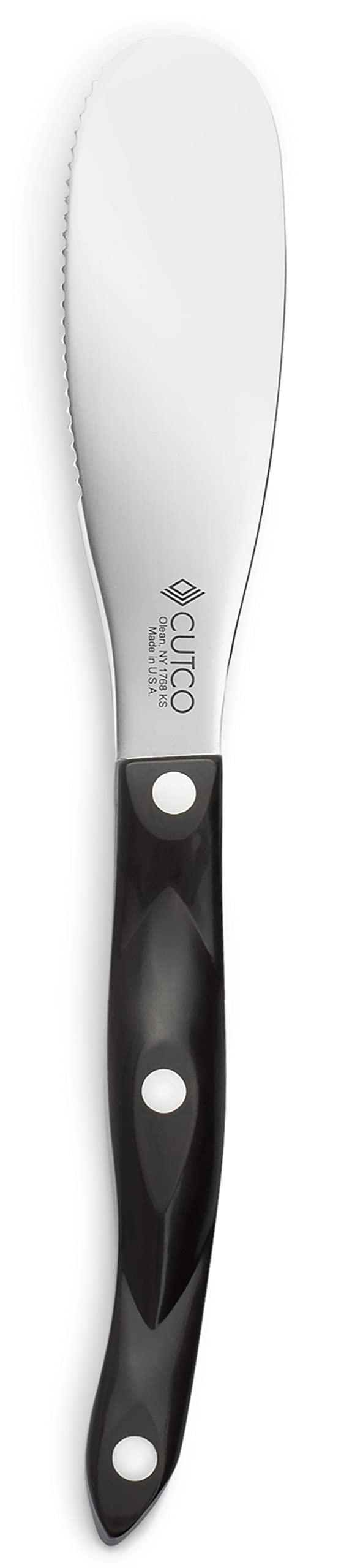 CUTCO Model 1768 Spatula Spreader. . . . . 4.9" Double-D® serrated edge blade..............5.1" Highly engineered thermo-resin handle in Classic Brown (sometimes called Black). - Image 1