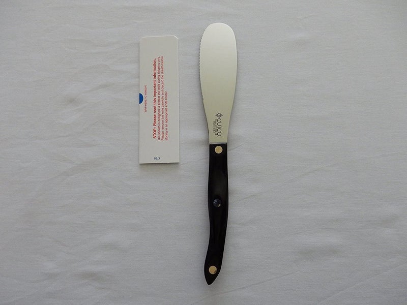 CUTCO Model 1768 Spatula Spreader. . . . . 4.9" Double-D® serrated edge blade..............5.1" Highly engineered thermo-resin handle in Classic Brown (sometimes called Black). - Image 3